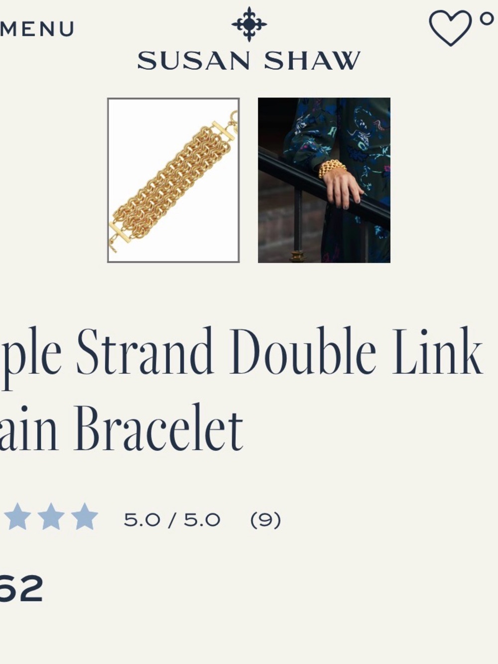 Susan Shaw Gold Rope-Link Multirow Bracelet - Picture 3 of 4